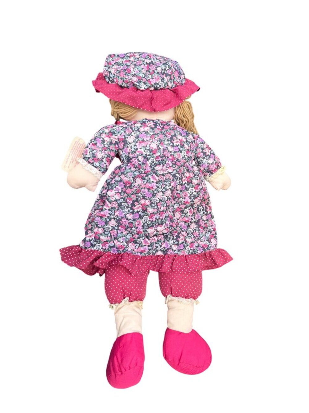 Holly Mine Rag Doll With Floral Dress & Polka Dot Hat - Vintage Plush 18" Handma - Picture 5 of 5